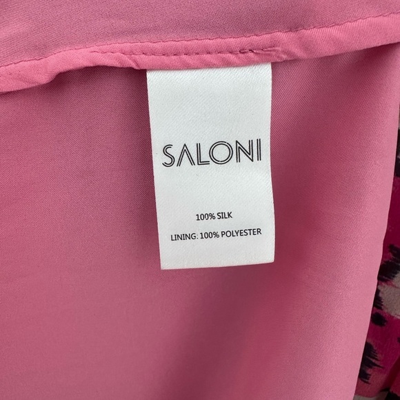 SALONI  Isabel Floral Long Puff Sleeve 100%
Silk Maxi Dress Size 0 - Picture 11 of 12